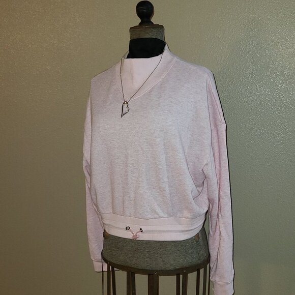 Flirtitude Women's Sweatshirt Relaxed Crop Mock Super Soft Pink Lg Jewelry Free - Picture 2 of 12